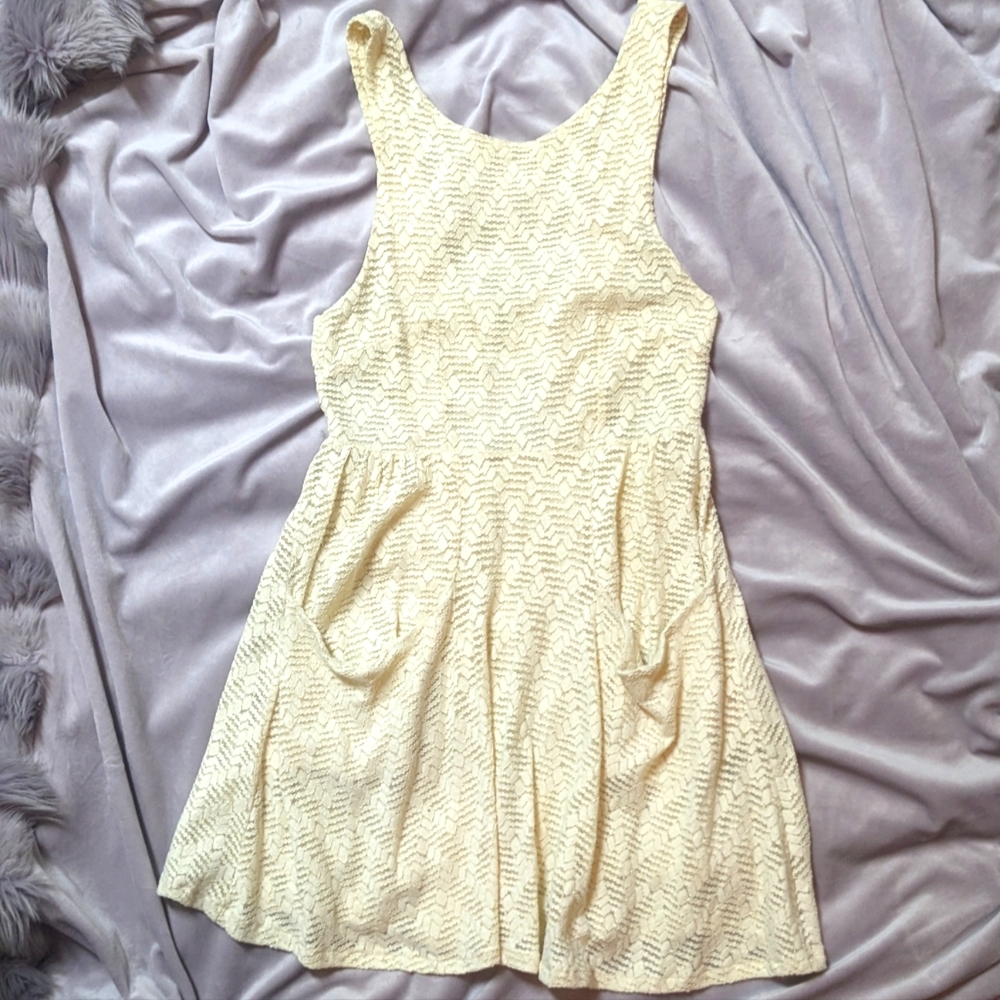 Free People Women's Mini Lace Poppy Dress Cream Sleeveless Caged Back - Size M